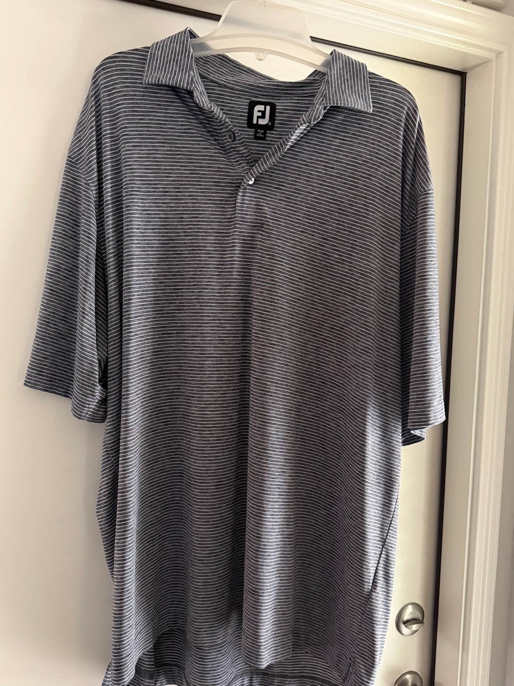 FootJoy Men’s Navy and White Micro-Striped Polo